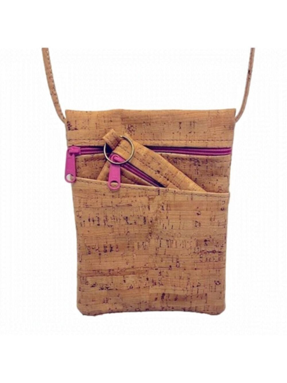 Natalie Therese Crossbody Cork Bag and Matching Keychain Change Pouch NWOT